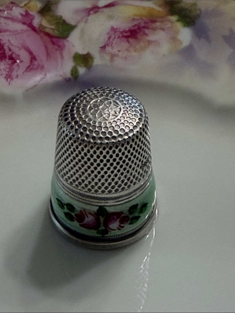 Antique 935 Sterling Guilloche Size 9 Thimble 935 Size 9